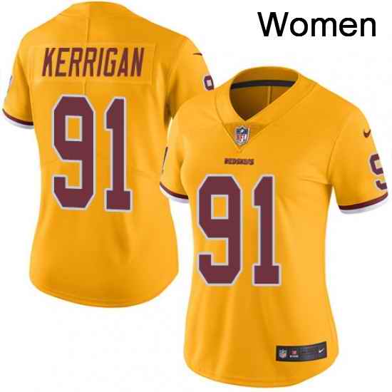 Womens Nike Washington Redskins 91 Ryan Kerrigan Limited Gold Rush Vapor Untouchable NFL Jersey